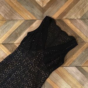 BCBG Black and Nude Laser Cut Dress